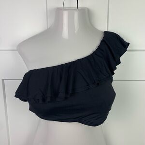 Soma XL Swim Top Black One Shoulder Ruffle Bikini